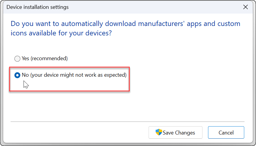 Désactiver l'installation automatique du pilote sur Windows 11