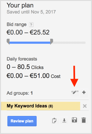 Type de correspondance de l'outil de planification des mots clés Google AdWords