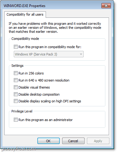 comment ajuster les paramètres de compatibilité pour tous les utilisateurs de Windows 7