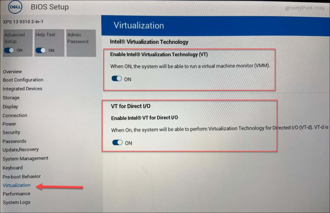 BIOS Activer la virtualisation