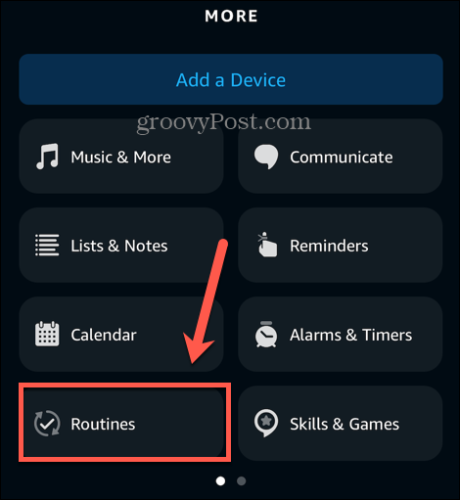 routines de l'application Alexa