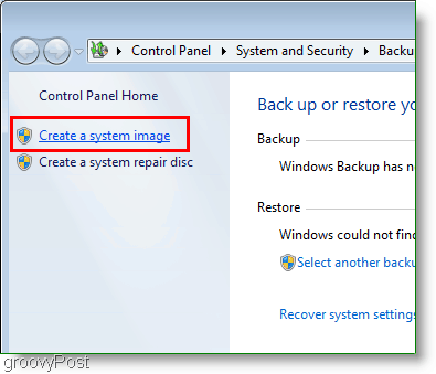 Windows 7: créer un lien d'image système