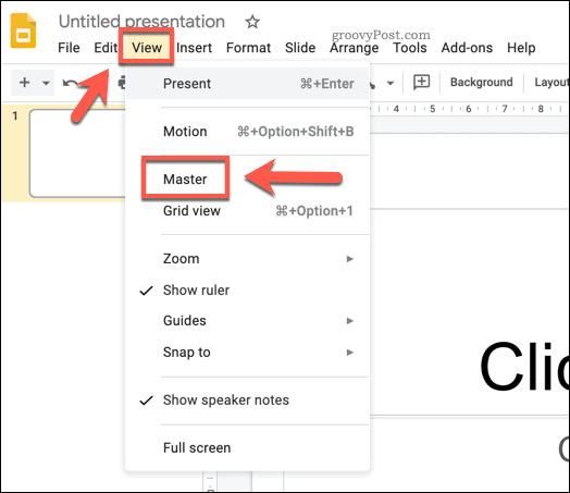 Accéder à la diapositive principale dans Google Slides