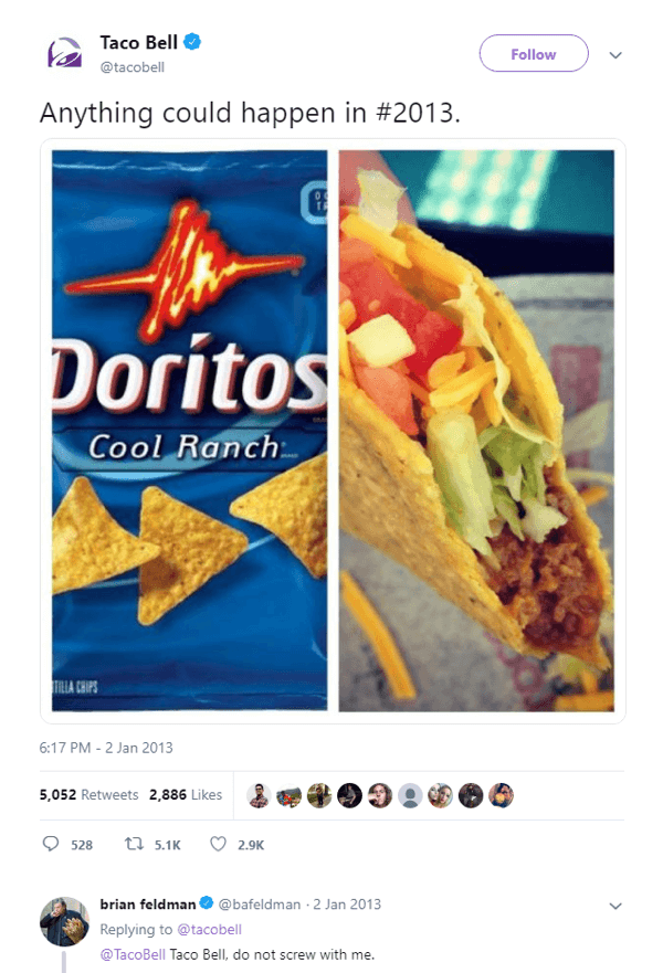Le tweet teaser original du Doritos Locos Taco.