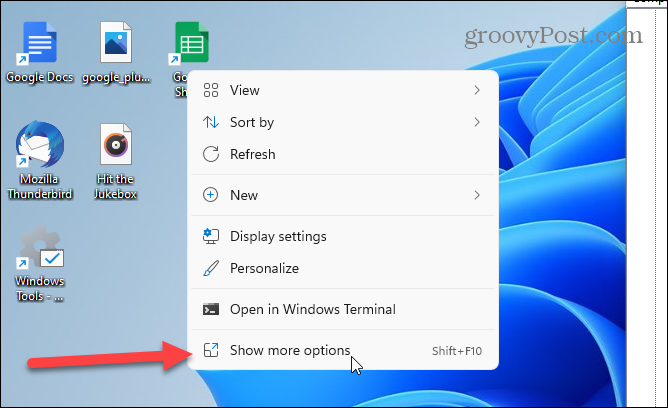 plus d'options menu contextuel de Windows 11