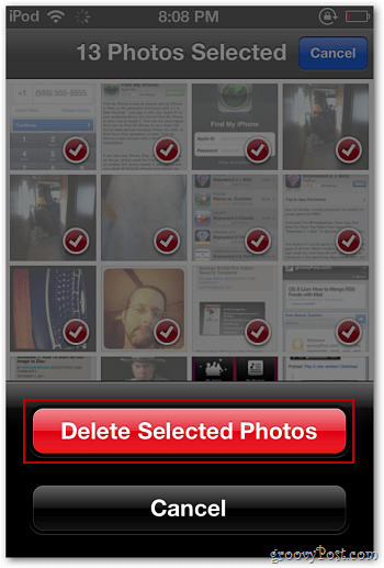 Supprimer les photos sélectionnées iPod