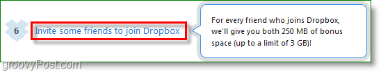 Capture d'écran de Dropbox - apprenez de l'espace en invitant des amis