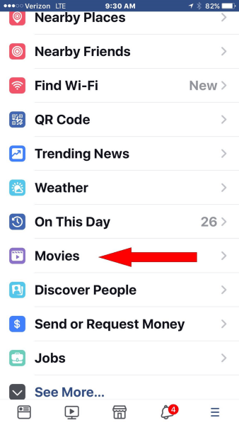 Facebook ajoute une section dédiée aux films au menu de navigation principal de l'application mobile.