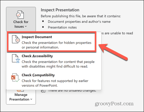 document d'inspection powerpoint