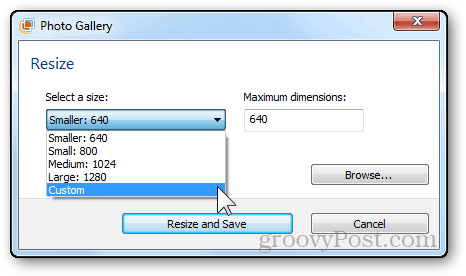 photos redimensionnement tutoriel fenêtres live galerie taille du menu déroulant sélectionner