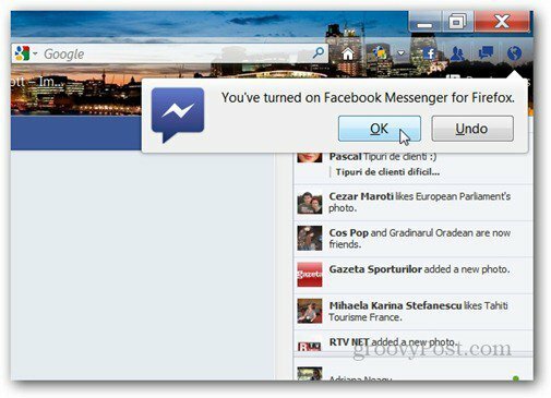 Facebook Messenger pour la notification Firefox