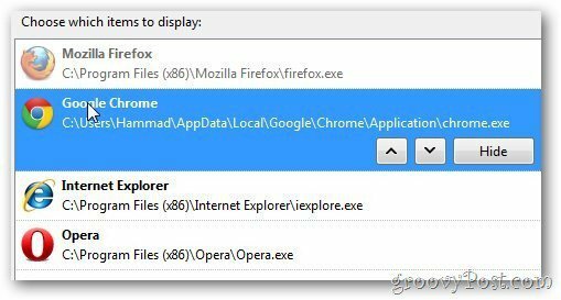 Commande ouverte avec Google Chrome