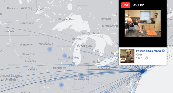 La carte Facebook Live permet aux utilisateurs de trouver facilement des diffusions vidéo en direct à travers le monde.