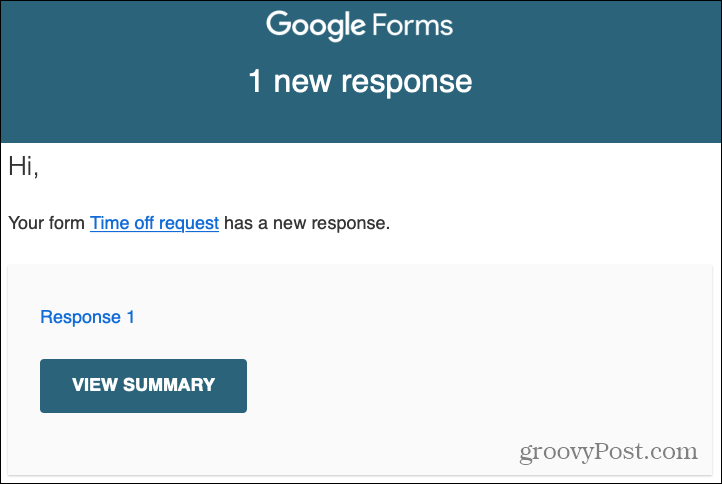 Alerte par e-mail de réponses Google Forms