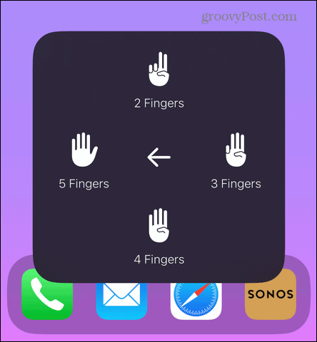 touche d'assistance sélectionner le nombre de doigts