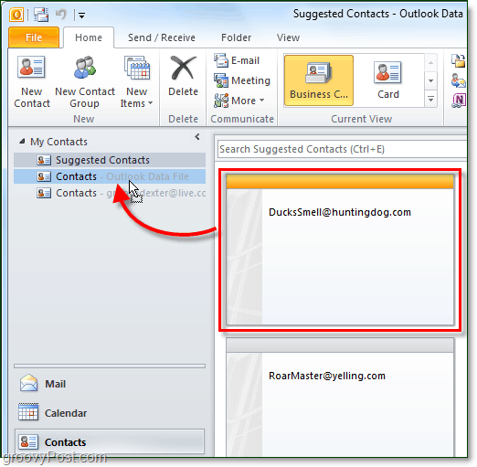 Comment rechercher et ajouter des contacts Outlook 2010 non enregistrés