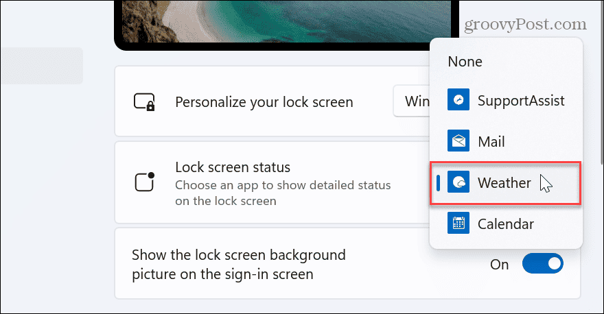 Météo à l'écran de verrouillage de Windows 11