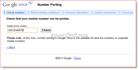 Numéro de téléphone du port Google Voice