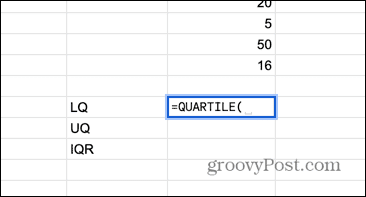 Google Sheets quartile inférieur