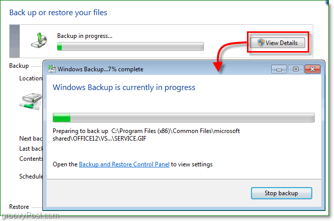 Sauvegarde Windows 7 - la sauvegarde peut prendre un certain temps