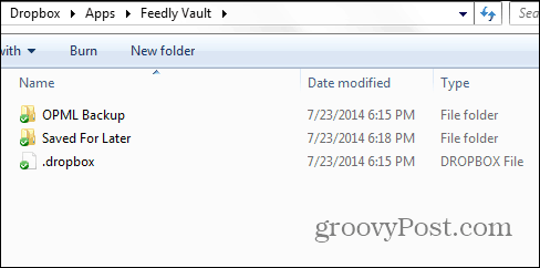 Le coffre-fort Feedly beta Dropbox est terminé