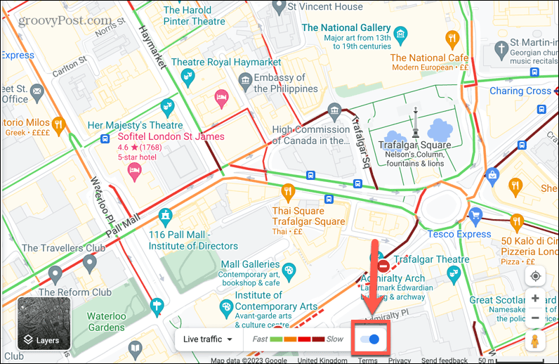basculer le trafic en direct de google maps