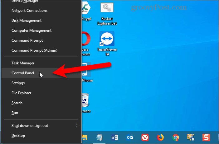 Panneau de configuration ajouté au menu Win + X dans Windows 10