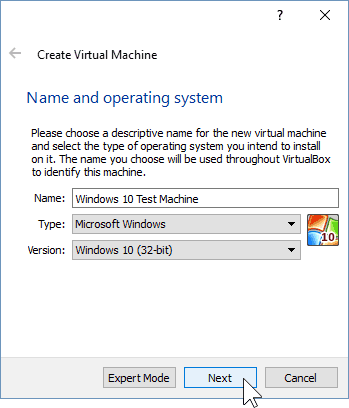 02 Nommez la nouvelle machine virtuelle (installation de Windows 10)