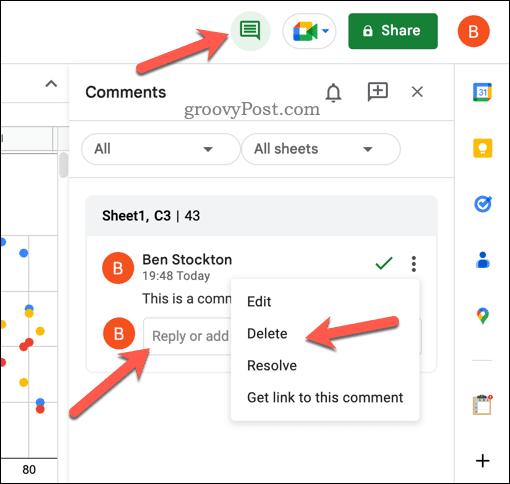 Répondre, modifier, résoudre ou supprimer des commentaires dans Google Sheets