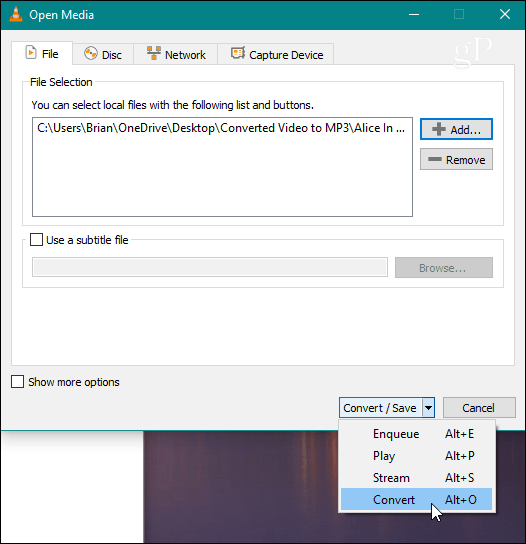  VLC Choose File Convert