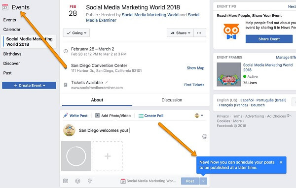  Facebook permet désormais aux administrateurs et aux créateurs d'événements de planifier et de programmer plus facilement des publications sur leurs pages d'événements Facebook.