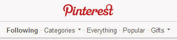 Section des anciennes catégories de Pinterest