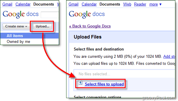 télécharger des fichiers dans google docs