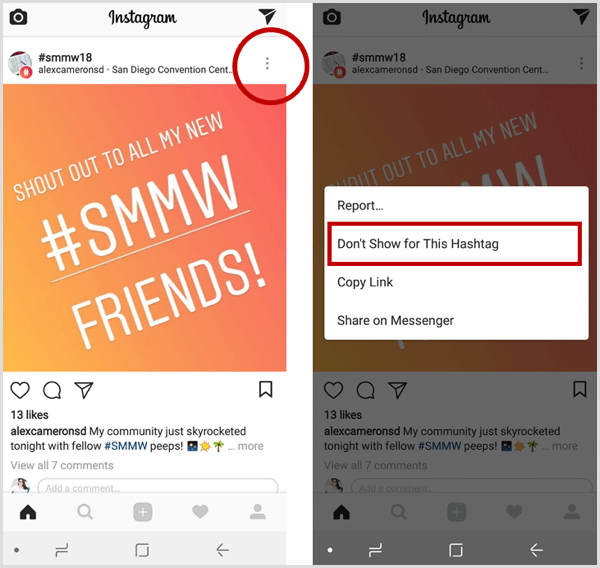 La publication Instagram ne montre pas ce hashtag