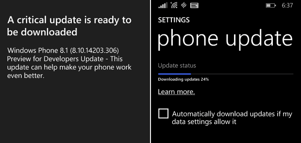 Mise à jour de Windows Phone