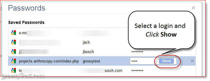 Affichage des mots de passe enregistrés dans Google Chrome