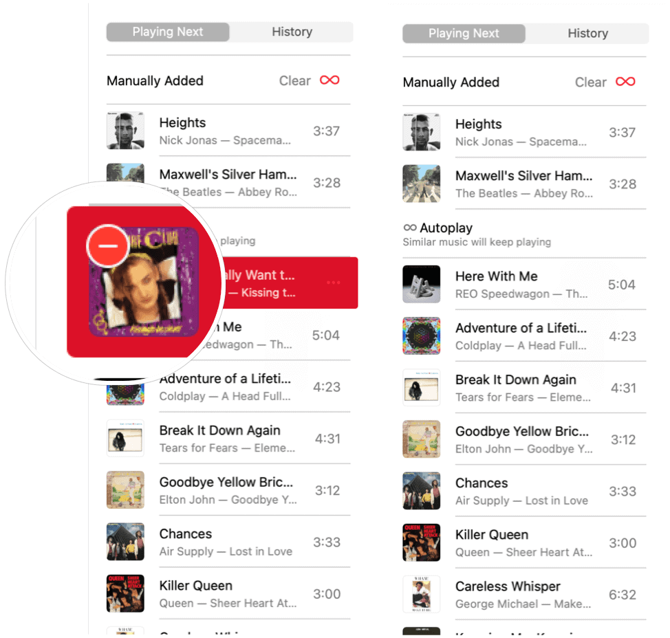 Apple Music Autoplay supprimer la chanson