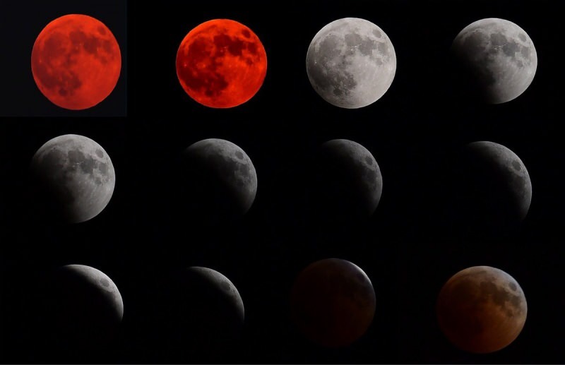 sera vu dans différentes couleurs pendant la phase d'éclipse lunaire