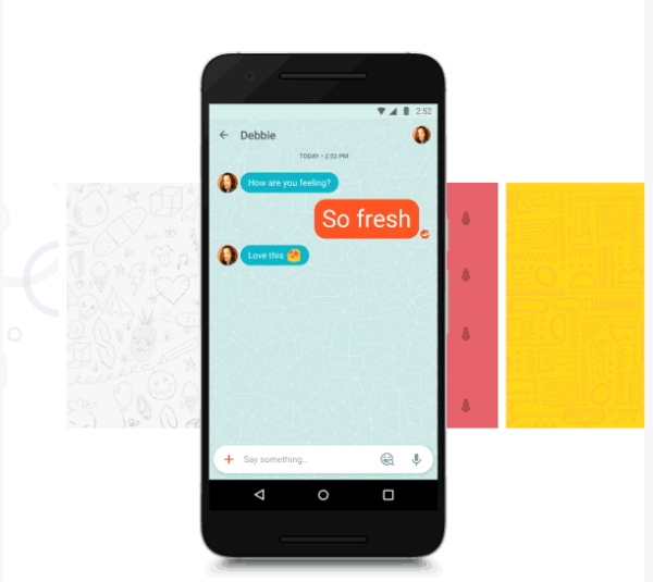 Google Allo a ajouté une nouvelle fonctionnalité pour faciliter la recherche et l'envoi de l'emoji ou de l'autocollant parfait et une gamme d'arrière-plans pour compléter votre style dans vos discussions