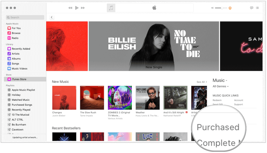 iTunes acheté sur Mac