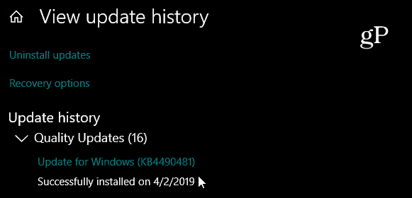 Mise à jour cumulative Windows 10 KB4490481