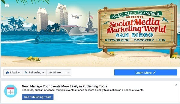 Facebook facilite la gestion des événements Facebook à partir d'une page dans les outils de publication.