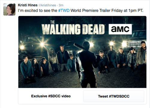 Walking Dead Twitter carte de déverrouillage instantané