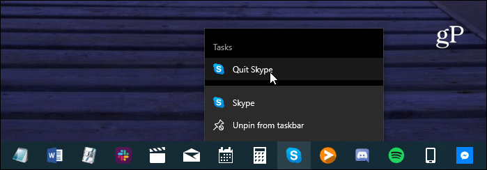raccourci de la barre des tâches assez skype