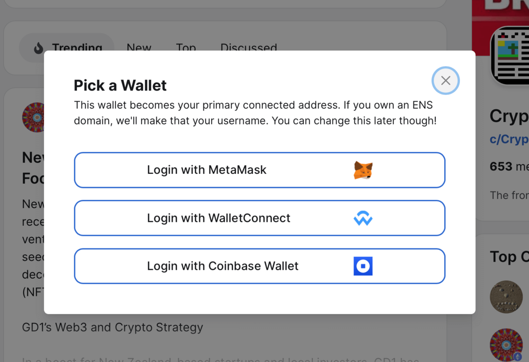 image d'invite pour connecter le portefeuille crypto sur le site Web gm.xyz