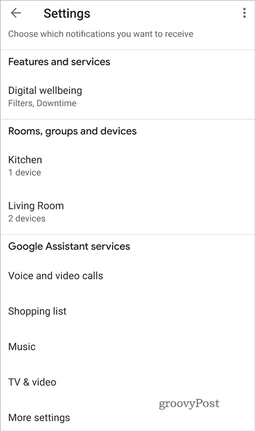 Paramètres de Google Home