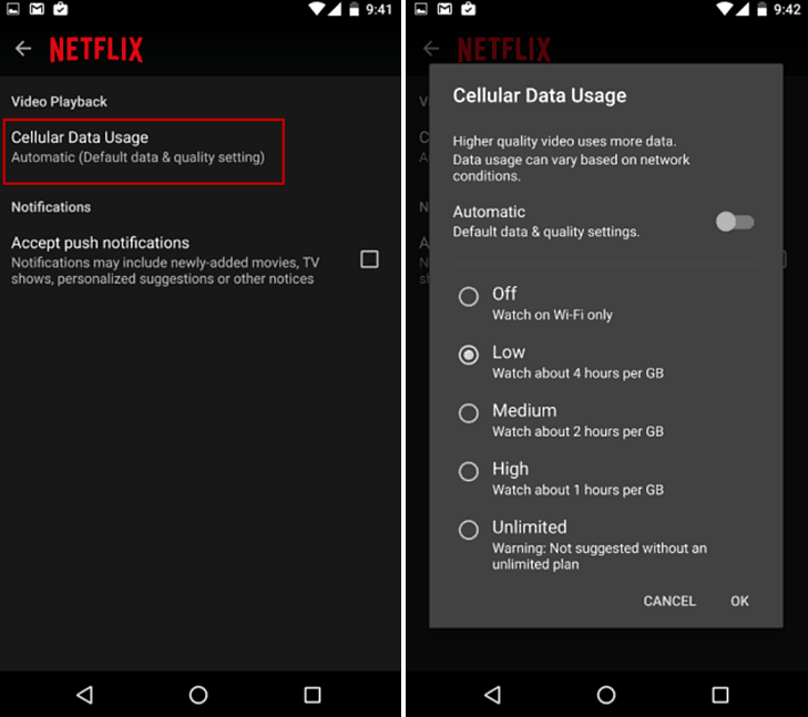 Outils mobiles Netflix
