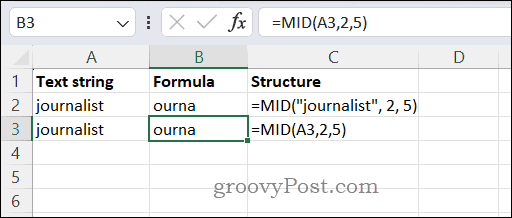 Utilisation de la fonction MID dans Excel