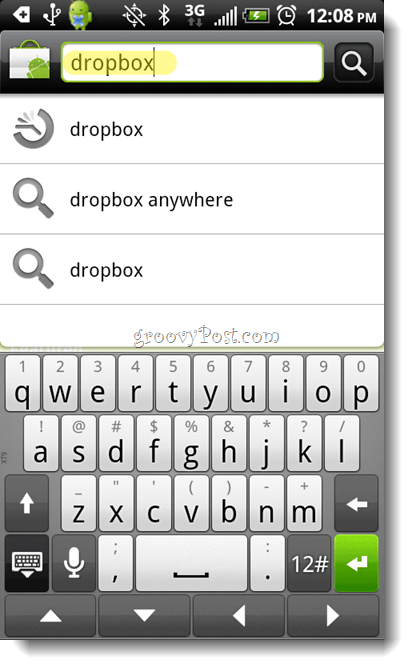 Application de recherche Android Dropbox