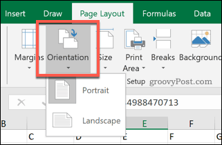 Options d'orientation des pages Excel